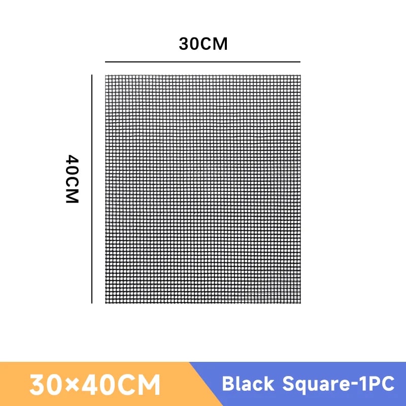 Non-Stick Barbecue Mesh Mat, Reusable BBQ Grill Pad, Square or Round - Black-Square-1PC