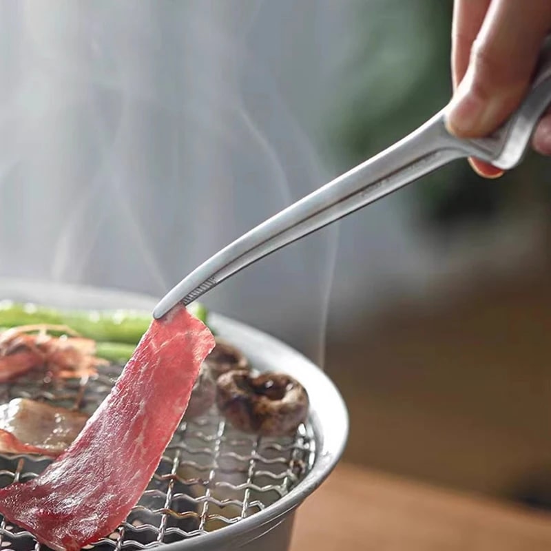 Stainless Steel BBQ Food Tongs, Self-Standing Grilling Clips, 20cm or 24.2cm