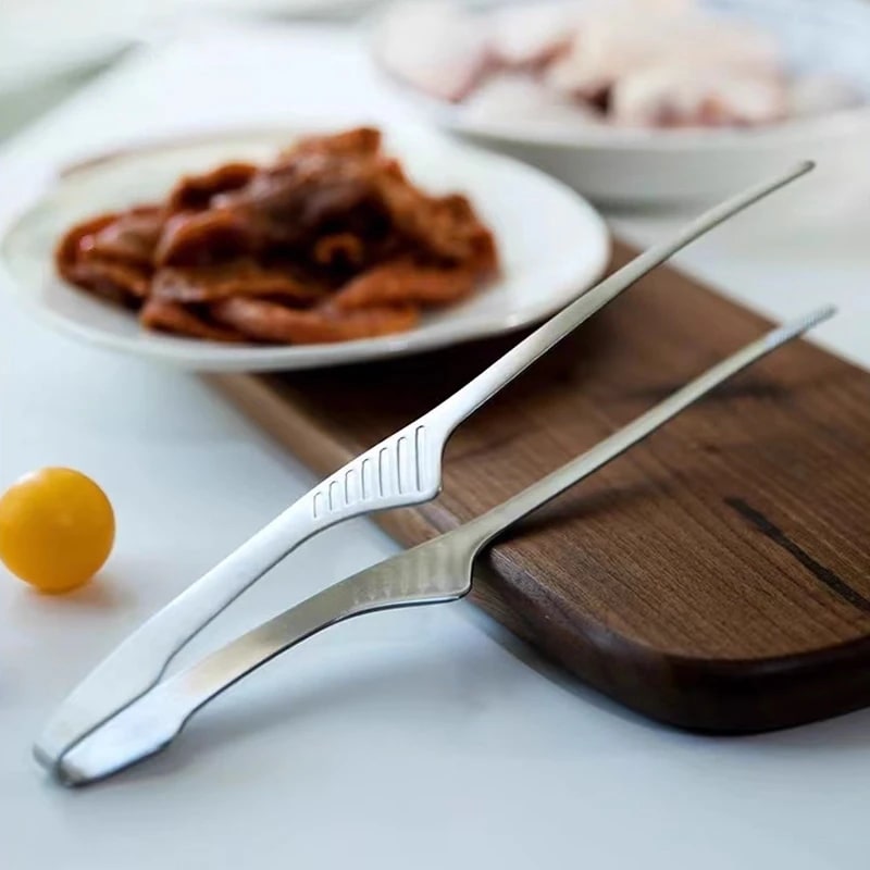 Stainless Steel BBQ Food Tongs, Self-Standing Grilling Clips, 20cm or 24.2cm