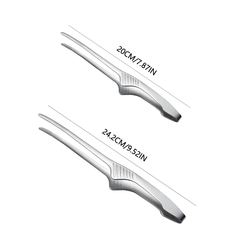 Stainless Steel BBQ Food Tongs, Self-Standing Grilling Clips, 20cm or 24.2cm