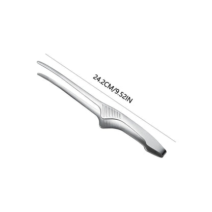 Stainless Steel BBQ Food Tongs, Self-Standing Grilling Clips, 20cm or 24.2cm - Silver-24.2cm
