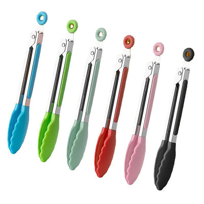 Stainless Steel BBQ Food Tongs with Non-Slip Handle, 21.4cm