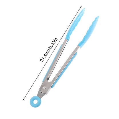 Stainless Steel BBQ Food Tongs with Non-Slip Handle, 21.4cm