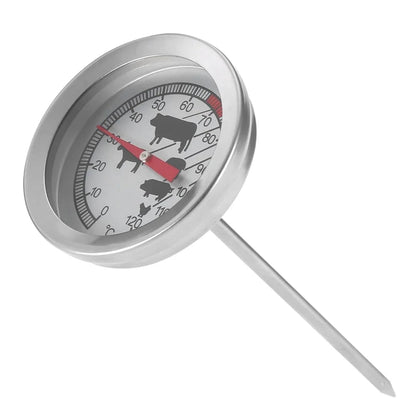 Stainless Steel BBQ Meat Thermometer, 0-120°C Dial Probe, ±2°C Accuracy