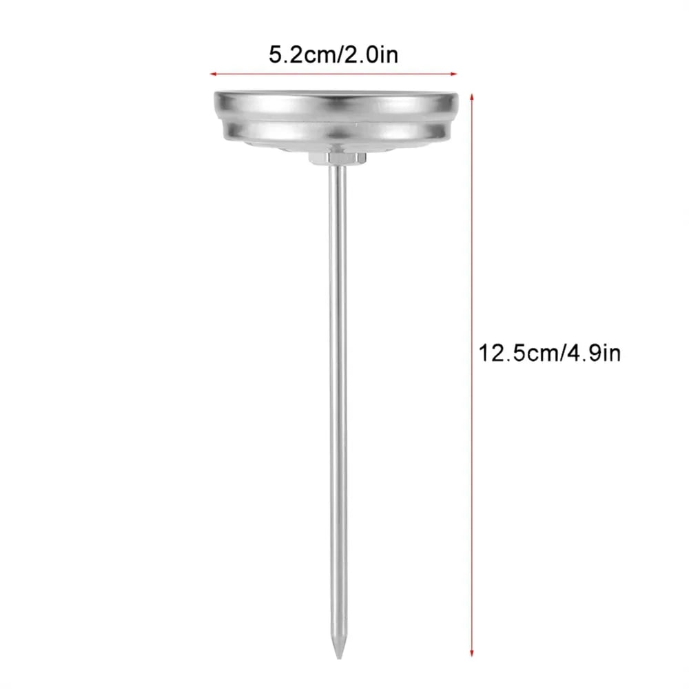Stainless Steel BBQ Meat Thermometer, 0-120°C Dial Probe, ±2°C Accuracy
