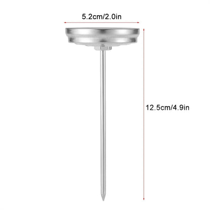 Stainless Steel BBQ Meat Thermometer, 0-120°C Dial Probe, ±2°C Accuracy
