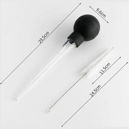 28ml Turkey Baster with Cleaning Brush, Rubber and PP BBQ Marinade Tool