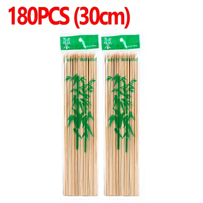 Natural Bamboo BBQ Skewers, 15cm to 30cm, 90 to 270 Pack - 30cm-180pcs