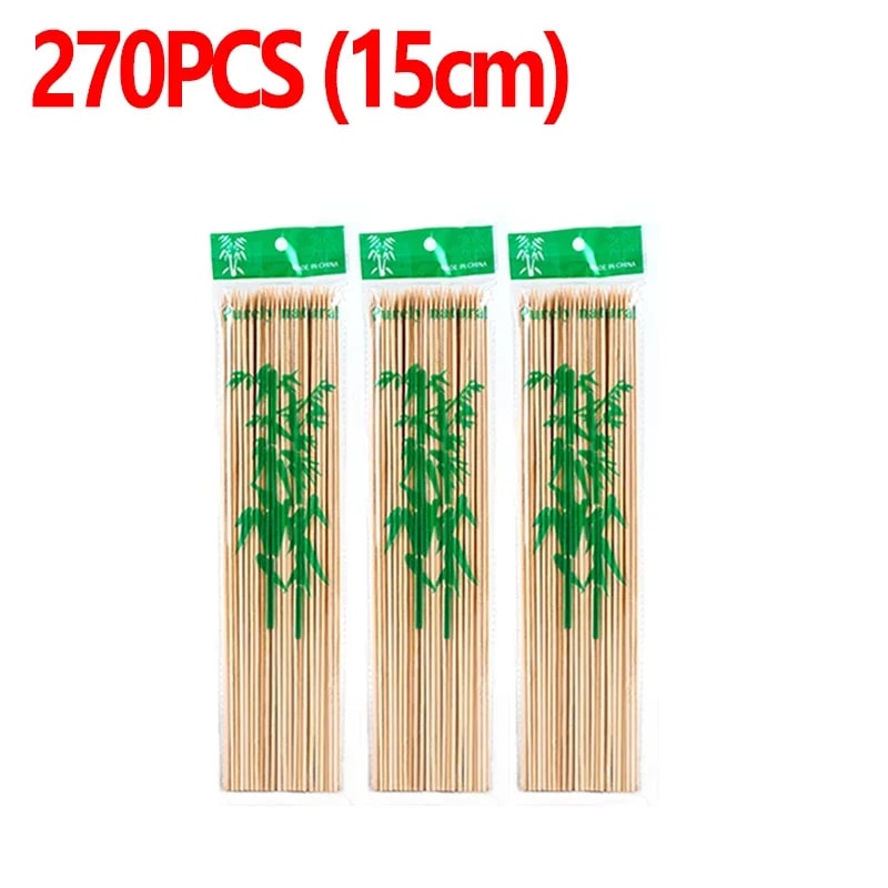 Natural Bamboo BBQ Skewers, 15cm to 30cm, 90 to 270 Pack - 15cm-270pcs