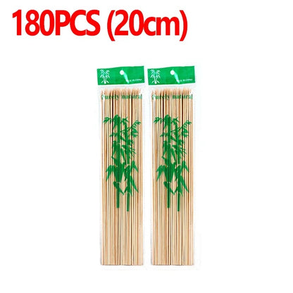 Natural Bamboo BBQ Skewers, 15cm to 30cm, 90 to 270 Pack - 20cm-180pcs