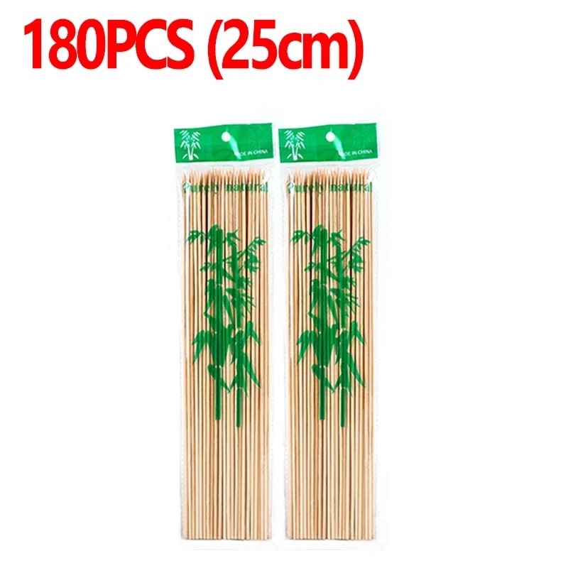 Natural Bamboo BBQ Skewers, 15cm to 30cm, 90 to 270 Pack - 25cm-180pcs