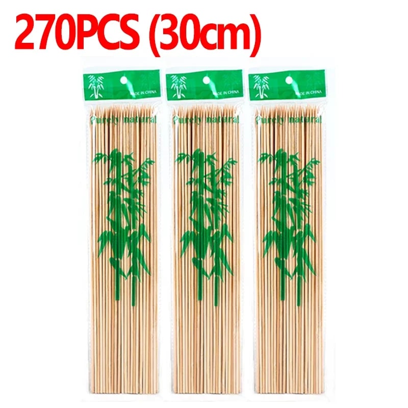 Natural Bamboo BBQ Skewers, 15cm to 30cm, 90 to 270 Pack - 30cm-270pcs