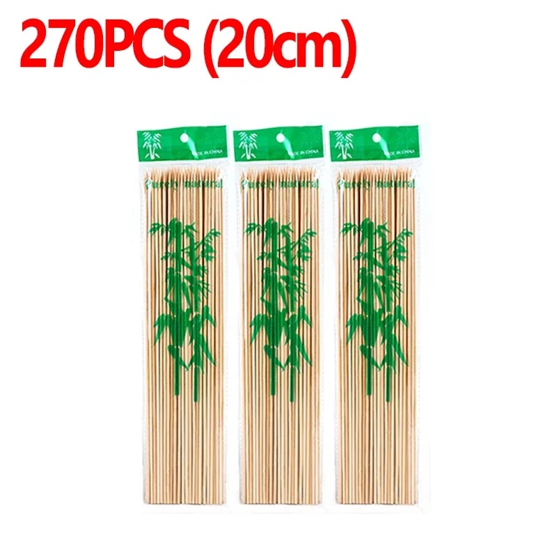 Natural Bamboo BBQ Skewers, 15cm to 30cm, 90 to 270 Pack - 20cm-270pcs