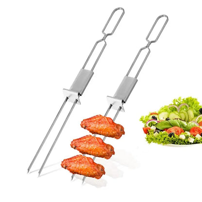 Stainless Steel Double BBQ Skewers, 32.5cm, 4 or 6 Pack