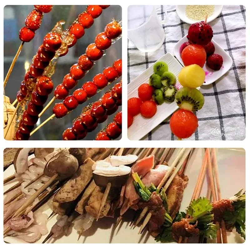 Bamboo Skewers for BBQ, Fruit and Snacks, 15-30cm, 90-360 Pack Options