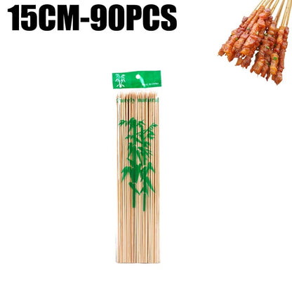 Bamboo Skewers for BBQ, Fruit and Snacks, 15-30cm, 90-360 Pack Options - 15CM-90pcs