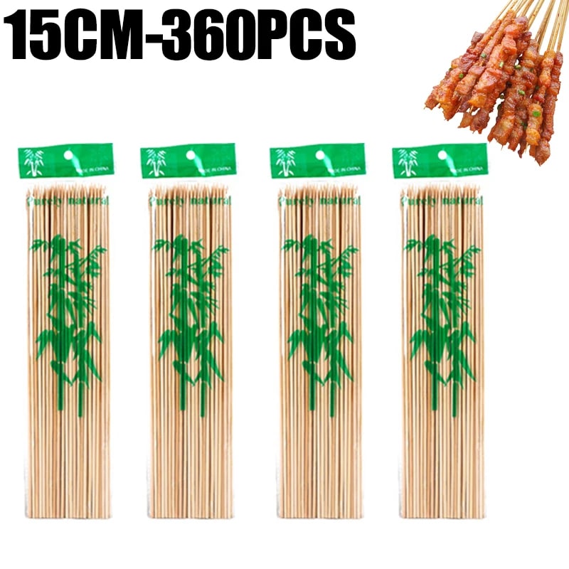 Bamboo Skewers for BBQ, Fruit and Snacks, 15-30cm, 90-360 Pack Options - 15CM-360pcs