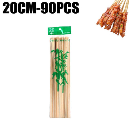 Bamboo Skewers for BBQ, Fruit and Snacks, 15-30cm, 90-360 Pack Options - 20CM-90pcs