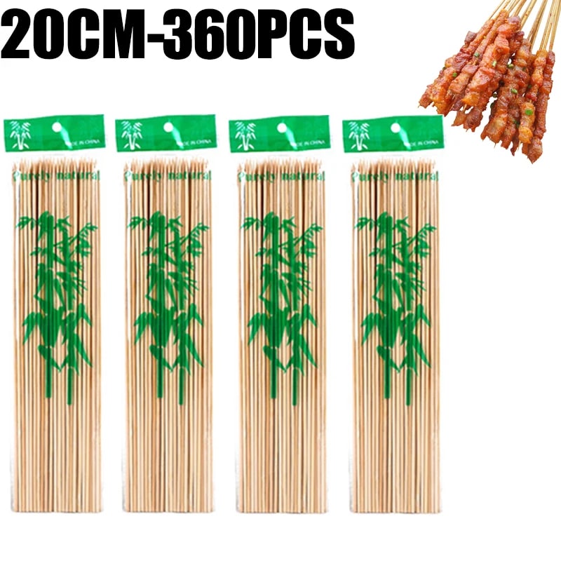 Bamboo Skewers for BBQ, Fruit and Snacks, 15-30cm, 90-360 Pack Options - 20CM-360pcs