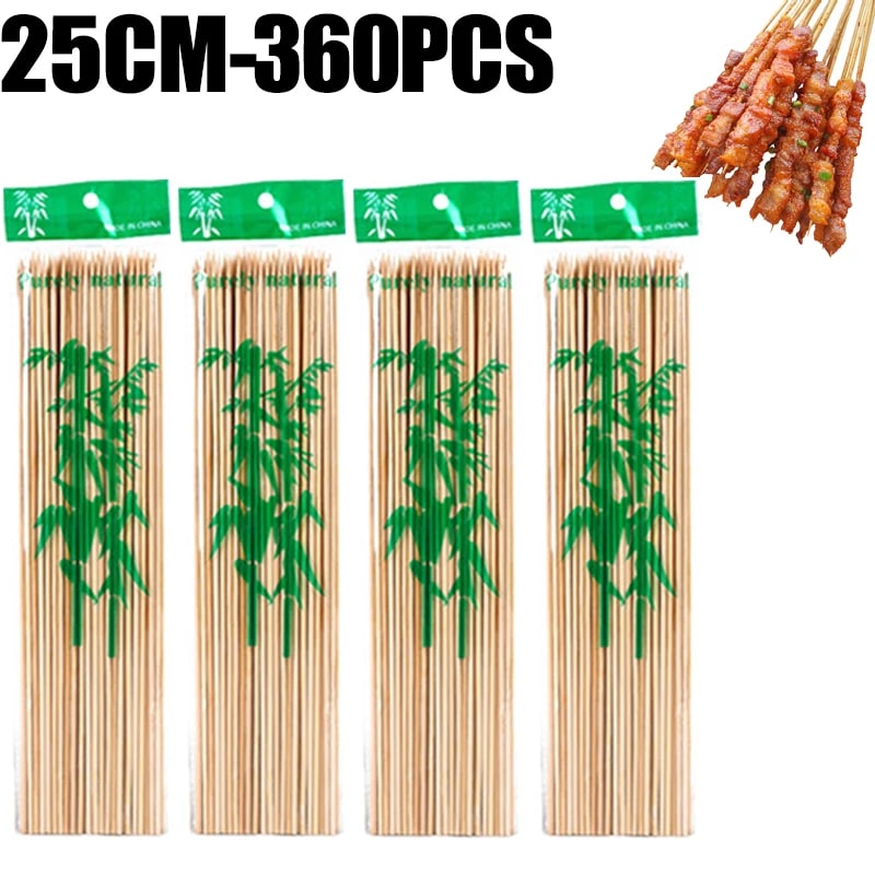 Bamboo Skewers for BBQ, Fruit and Snacks, 15-30cm, 90-360 Pack Options - 25CM-360pcs