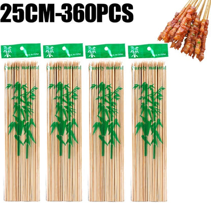 Bamboo Skewers for BBQ, Fruit and Snacks, 15-30cm, 90-360 Pack Options - 25CM-360pcs