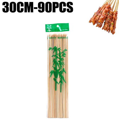 Bamboo Skewers for BBQ, Fruit and Snacks, 15-30cm, 90-360 Pack Options - 30CM-90pcs