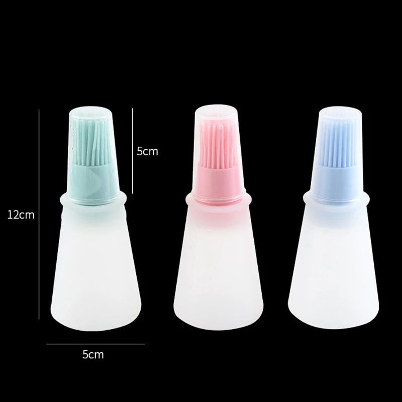 Rubber Oil Bottle with Basting Brush and Measurement Scale for BBQ Cooking