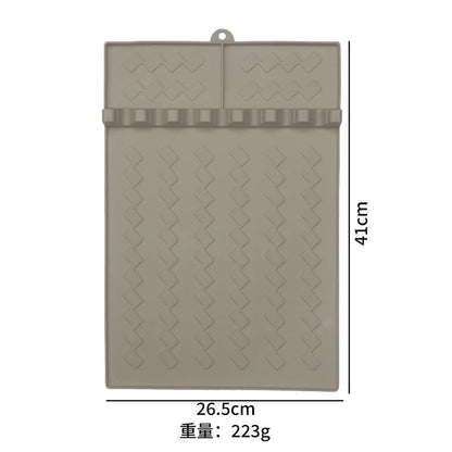 Silicone BBQ Grill Side Burner Mat and Utensil Rest, 39 x 26.5cm - Grey