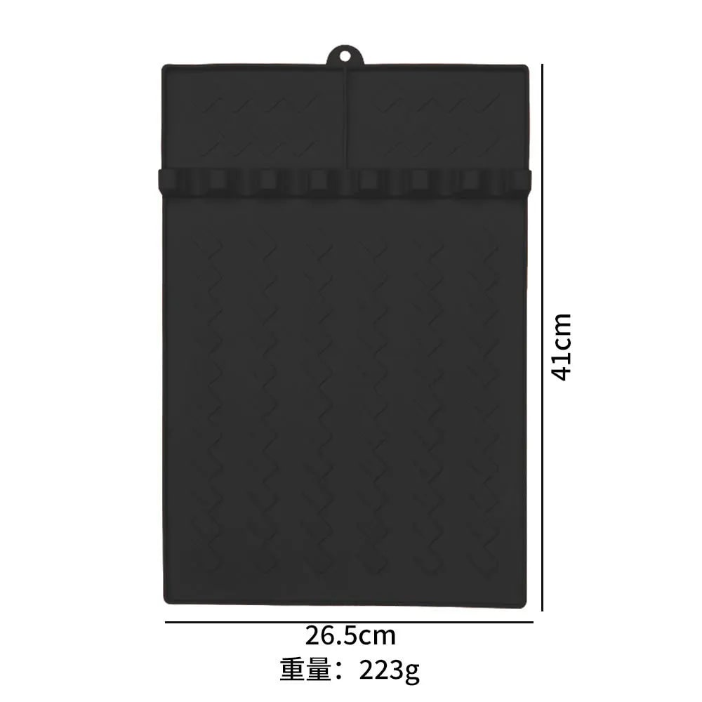 Silicone BBQ Grill Side Burner Mat and Utensil Rest, 39 x 26.5cm - Black