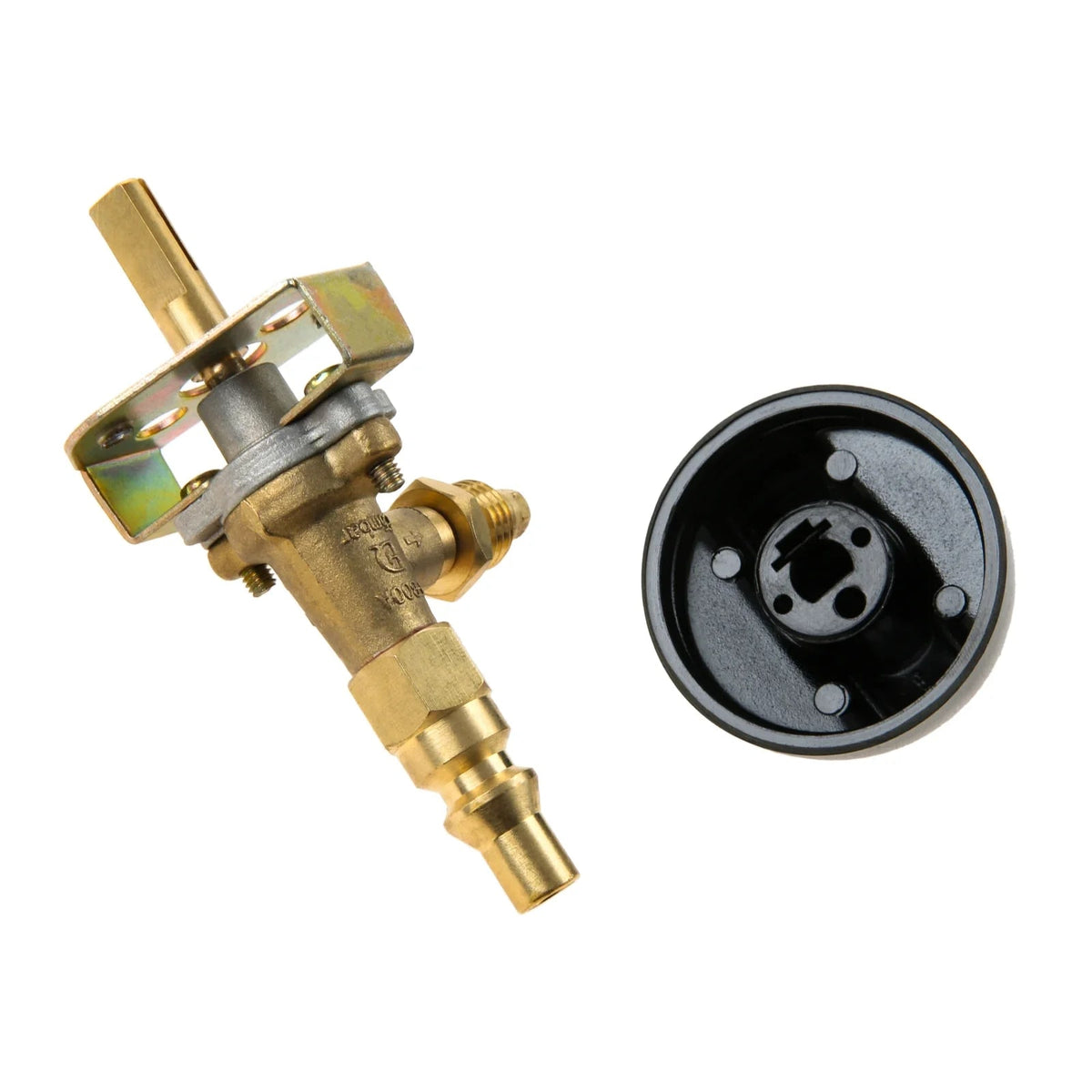 Solid Brass Gas Grill Valve Control Knob with 1/4in Quick-Connect Plug, 57274