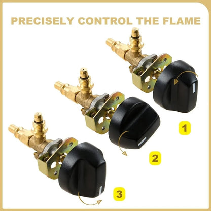Solid Brass Gas Grill Valve Control Knob with 1/4in Quick-Connect Plug, 57274