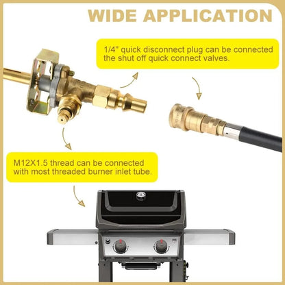 Solid Brass Gas Grill Valve Control Knob with 1/4in Quick-Connect Plug, 57274