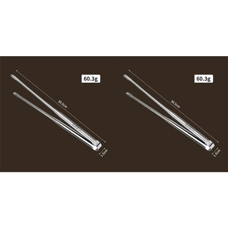 Stainless Steel BBQ Tongs, Serrated Ends, S/M/L Sizes, Multiple Pack Options - 2pcs L