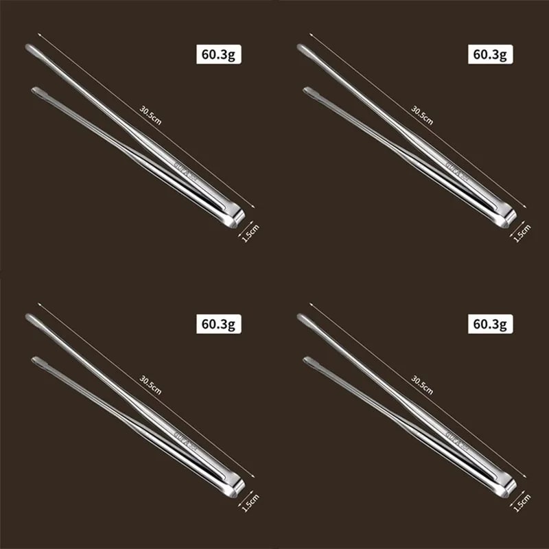 Stainless Steel BBQ Tongs, Serrated Ends, S/M/L Sizes, Multiple Pack Options - 4pcs L