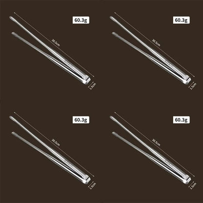 Stainless Steel BBQ Tongs, Serrated Ends, S/M/L Sizes, Multiple Pack Options - 4pcs L