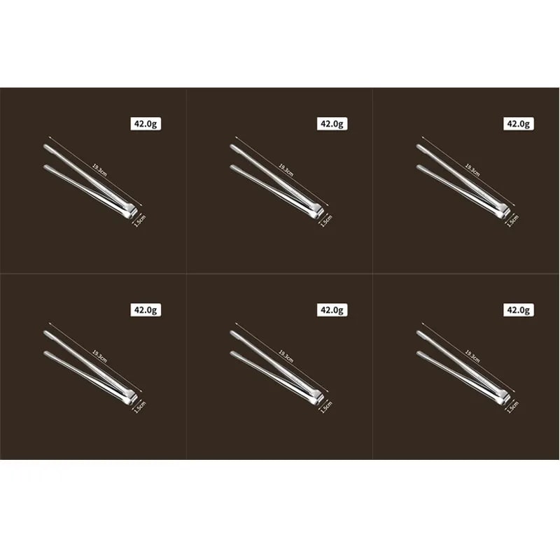 Stainless Steel BBQ Tongs, Serrated Ends, S/M/L Sizes, Multiple Pack Options - 6pcs S