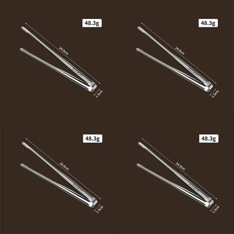 Stainless Steel BBQ Tongs, Serrated Ends, S/M/L Sizes, Multiple Pack Options - 4pcs M