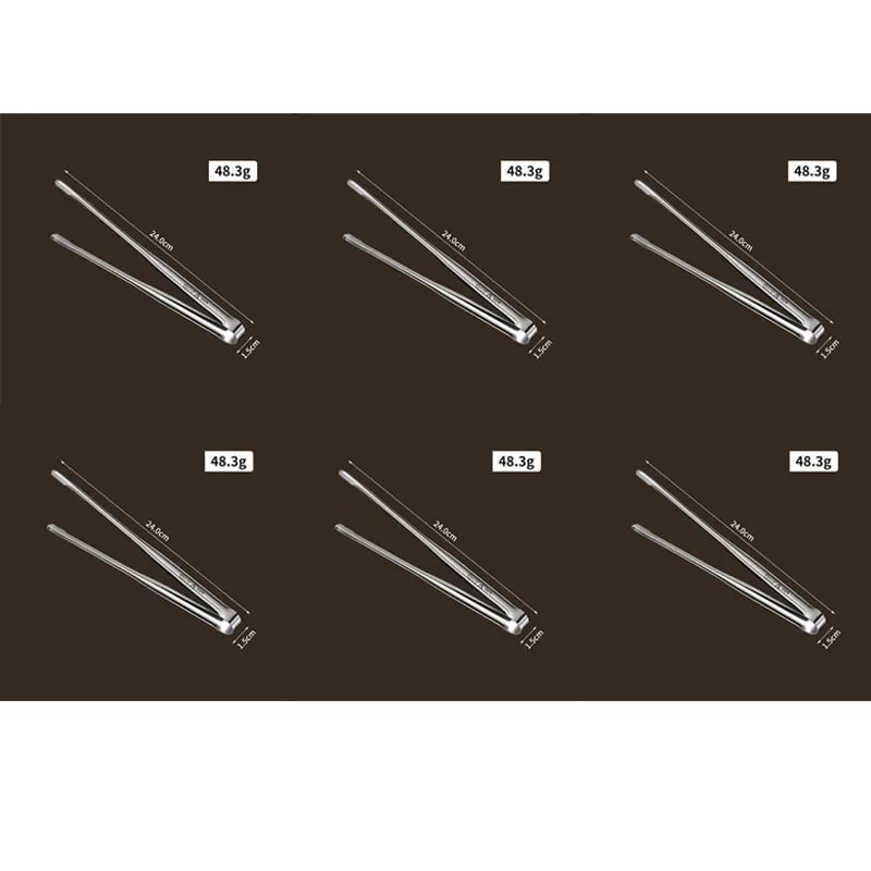 Stainless Steel BBQ Tongs, Serrated Ends, S/M/L Sizes, Multiple Pack Options - 6pcs M