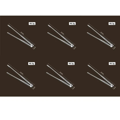 Stainless Steel BBQ Tongs, Serrated Ends, S/M/L Sizes, Multiple Pack Options - 6pcs M