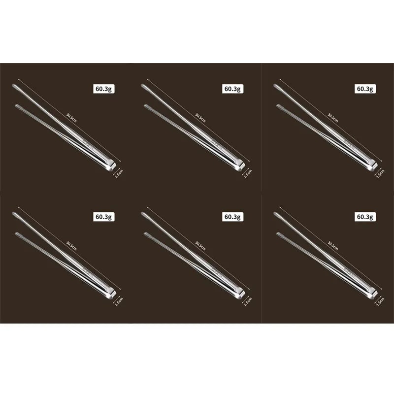 Stainless Steel BBQ Tongs, Serrated Ends, S/M/L Sizes, Multiple Pack Options - 6pcs L