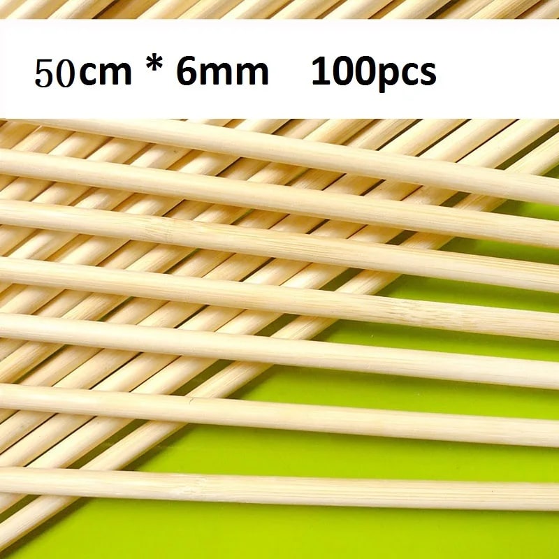 Bamboo BBQ Skewers 100 Pack, 40cm or 50cm x 6mm, Spiral Potato and Grill Sticks