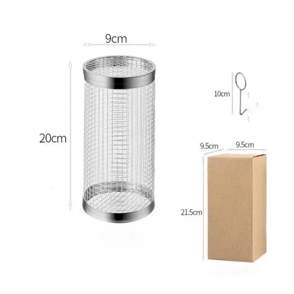 304 Stainless Steel Rolling Grill Basket for Vegetables, Fish and Fries, 20cm or 30cm - 1pcs S Grill Cage