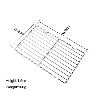 Stainless Steel Cooling Rack and Barbecue Rack, 9 Sizes, 1.5cm High - 26.3x15.6cm