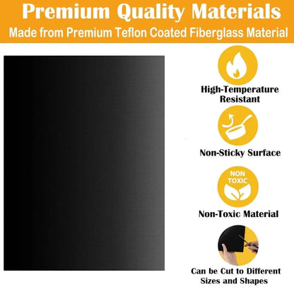 BBQ Grill Mat, Black Rubber Non-Stick Heat-Resistant Barbecue Sheet, 33 x 40cm or 40 x 50cm