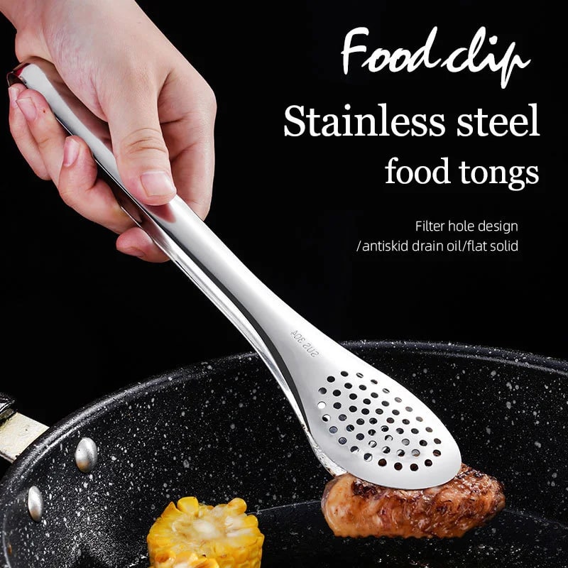 Stainless Steel BBQ Tongs with Perforated Ends, 18cm or 28cm