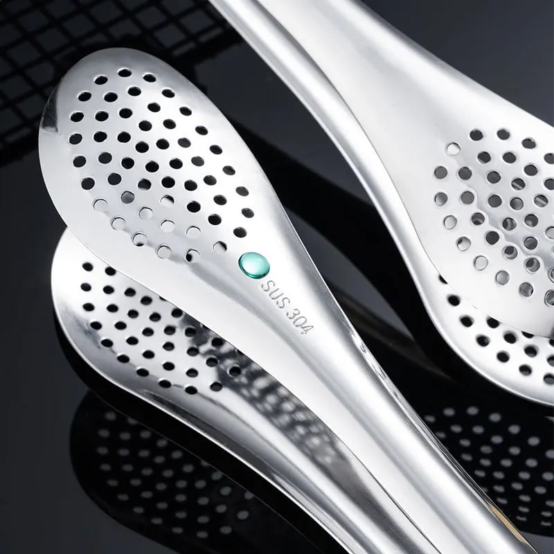 Stainless Steel BBQ Tongs with Perforated Ends, 18cm or 28cm