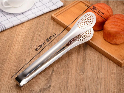 Stainless Steel BBQ Tongs with Perforated Ends, 18cm or 28cm - 28CMx4.7CM