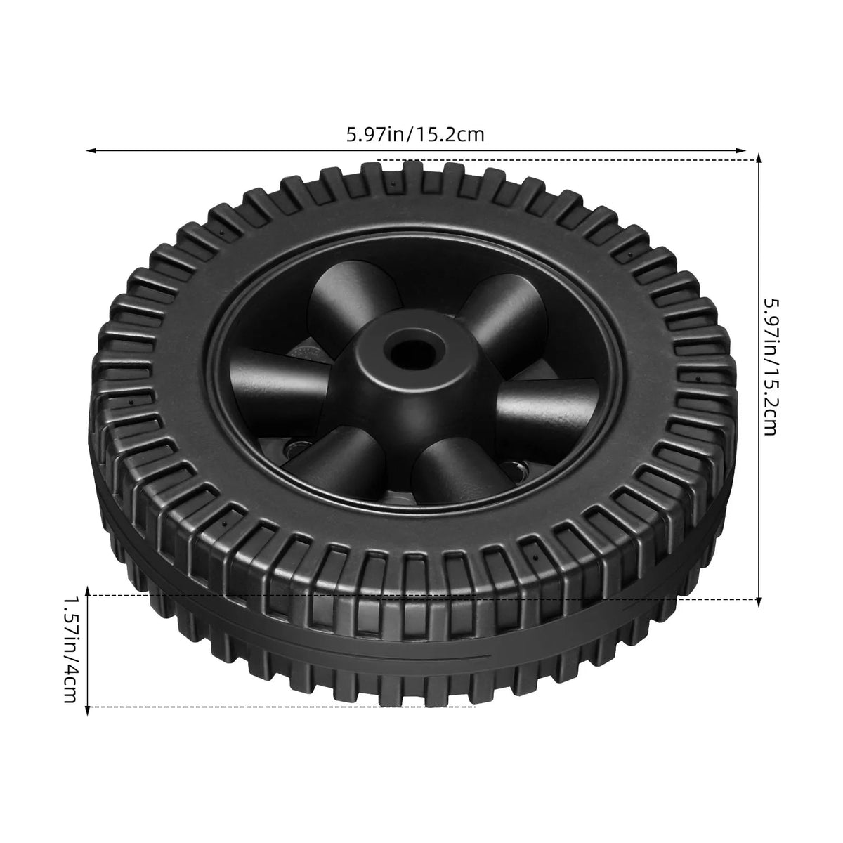 BBQ Replacement Wheel Kit, 2-Piece Rubber Wheels with Axle, Black, 15.2cm