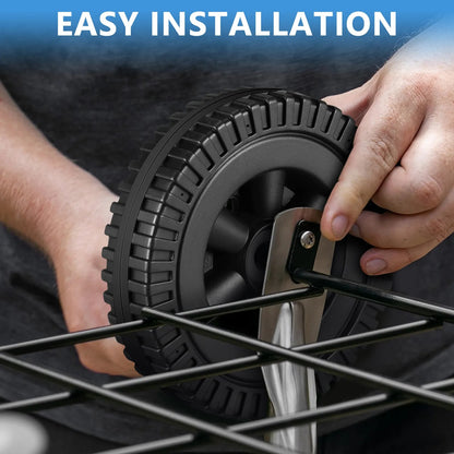 BBQ Replacement Wheel Kit, 2-Piece Rubber Wheels with Axle, Black, 15.2cm