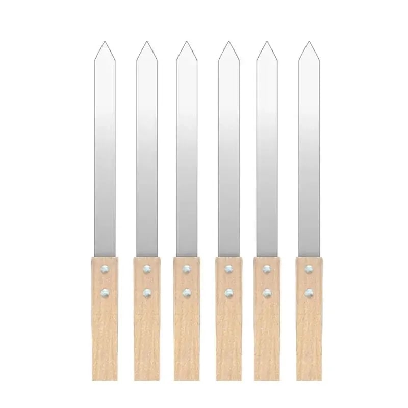 Kebab Maker with Flat Stainless Steel BBQ Skewers, 16 Inch, 2mm, 2/6/12 Piece Options - 6pcs-16x0.9inch